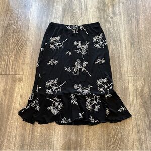 Floral Black Skirt